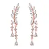 Pendientes de Plata de Ley S925 con Aguja, Nuevos Pendientes de Borla Larga con Forma de Hoja, Tendencia Veraniega Coreana, Personalizados, Super Brillantes con Circonita Incrustada