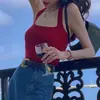 Chaleco con tirantes estilo retro de Hong Kong, color rojo, para mujer, diseño exterior, estilo nicho, top de punto de verano con tirantes.