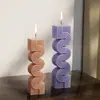Molde para Adorno de Velas de Yeso DIY Columna Ondulada Espejo Alto Molde de Silicona para Velas Aromáticas Venta al por Mayor en Stock