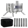 Estufa de Leña para Camping al Aire Libre Transfronteriza Estufa para Calentar Té de Camping Plegable Portátil de Acero Inoxidable