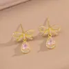 [Conjunto] Conjunto de Colar e Brincos Laço Doce Amor Zircônia Feminino Fresco e de Alto Padrão Clavícula
