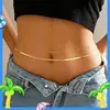 Joias Transfronteiriças Europeias e Americanas Corrente Corporal Sexy para Mulheres Estilo Praia Contas Redondas Corrente de Cintura Simples com Corrente de Lâmina Dupla Camada