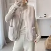 Colete de malha de lã de cordeiro estilo coreano para mulheres, nova moda tendência outono e inverno, jaqueta colete elegante e modeladora para mulheres