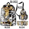 Mochilas Escolares Tendência Europeia e Americana Transfronteiriças, Roupas com Personagens Impressão Colorida 3D Conjunto de Mochilas Duplas de Viagem