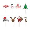 Impresión Creativa Santa Claus Muñeco de Nieve Astas Inserto para Pastel Tema Navideño Decoración para Pastel Plugin Venta al por Mayor