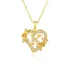 26 Collares con Letras Inglesas para Mujer, Colgante de Flor en Forma de Corazón con Diamantes, Cadena para Clavícula de Diseño Único, Accesorio Versátil de Lujo Ligero