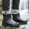 Botas de Lluvia Impermeables para Exteriores de Caña Corta para Hombre, Antideslizantes, de Moda, con Cordón, Botas de Lluvia para Estudiantes, Suaves, Resistentes al Desgaste, Waders para Acampar y Pescar