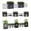 Valla de Caja de Flores de Hierro Forjado para Exteriores, Canaleta de Flores de Acero Inoxidable para Calle de Exteriores, Maceta Rectangular, Macizo de Flores Cuadrado para Oficina de Ventas