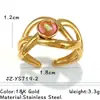 Anillo Popular Europeo y Americano de Acero Inoxidable y Piedra Natural, No se Desvanece, Retro, Lujo Ligero, Gama Alta, Anillo Abierto de Acero de Titanio Transfronterizo