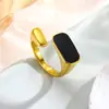 Anillo Abierto Ajustable con Diseño de Concha Marina Blanca Estilo Retro Europeo y Americano Unisex Acero de Titanio Joyería de Fábrica Transfronteriza