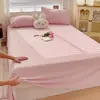 Lençóis de outono e inverno, espessados e quentes com veludo de leite, laváveis à máquina, cor sólida simples, conjunto de três peças para dormitório e quarto