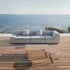 Sofá de Lazer com Pátio de Villa Design Simples Proteção Solar à Prova d'Água para Exterior Hotel Pousada Mobiliário de Rattan para Sala de Estar Combinação