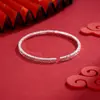 Pulsera de Plata de Ley 9999 Hielo Triturado Tres Caras para Mujer, Lujo Accesible y Pulsera Abierta Sólida de Plata Esterlina de Gama Alta como Regalo para tu Novia
