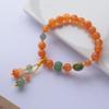 Pulseira de Bambu com Contas Redondas de Jade Dourado de Xinjiang Pulseira de Jade Cabaça Pulseira de Melão Dourado Colorido Abençoado Fornecimento ao Vivo