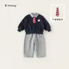Ropa Infantil Bangxuan Sudaderas con Corbata Nuevas y Elegantes para Niños Conjunto de Dos Piezas para Niños Estilo Academia Ropa para Niños Pequeños