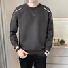 Sudadera casual para hombre, nuevo modelo de otoño, negro, blanco, gris, corte holgado, cuello redondo, sin capucha, manga larga, top deportivo, chaqueta versátil