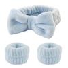 Conjunto Essencial de Limpeza Facial e À Prova de Umidade de Três Peças, Faixa de Cabelo Absorvente de Veludo Coral, Pulseira de Punho, Ferramentas de Higiene Feminina