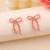 Novos Brincos Simples de Dia dos Namorados com Glitter, Brincos Acrílicos com Laço Multicor, Pequenos Brincos Pendentes para Mulheres