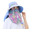 Sombrero para el sol para mujer estilo coreano de ala ancha, sombrero fresco parasol para exteriores, bicicleta, protección facial, máscara UV, sombrero para recoger té