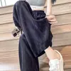 Pantalones de pierna ancha de seda helada jacquard para mujer, estilo fino de verano, talla grande, cintura alta, con caída, holgados, adelgazantes, pantalones casuales de pierna recta hasta el suelo