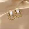 Pendientes de Perla de Alta Calidad con Pasador de Plata 925 Flor de Lazo Tulipán Piedra Ojo de Gato Pendientes de Hoja Tono Vibrante Igual