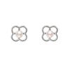 Pendientes Pequeños Mini Flor de Plata Pura S999 Pendientes Flor Hueca Pendientes Retro Franceses de Perla para Mujer