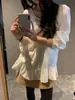 Tallas actualizadas disponibles: Chic coreano otoño nuevo estilo cuello plisado dobladillo largo de encaje manga larga top versátil