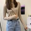 Sudeste Asiático popular gola alta básica blusa de baixo top interno suéter de manga longa estilo coreano slim fit suéter afina a silhueta para mulheres