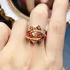 Atacado de Fábrica Popular Anel de Turmalina Natural Prata S925 Inlaid Pedra Principal 3*5 Joias de Luxo Venda Direta de Fábrica