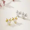 Pendientes Transfronterizos Temu Más Vendidos con Forma de Corazón y Astas de Ciervo para Mujer, Diseño Único, Versátiles, Pendientes Pequeños y Exquisitos