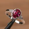 Suministro Transfronterizo Popular Celebridad de Internet Europea y Americana Moda Femenina Anillo Incrustado Citrino Rubí Zafiro Venta al por Mayor