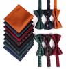 Set de Pajarita y Pañuelo de Bolsillo de Nuevo Estilo Moderno Boda Novio Padrino Moderno Traje de Hombre Cuadrado Cuadrado Boda Rayado Vintage