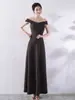 Regreso de la Novia Compromiso Boda Brindis Vestido Cintura Alta Delgado Reunión Anual Banquete Vestido de Noche Blanco Ceremonia Adulto