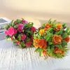 Vendas Diretas de Fábrica Plantas em Vasos Simuladas Novo Vaso Quadrado Flor Falsa de Rosa Plantada Plantas Verdes Simuladas Decorações de Mesa para Casa