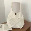 Bolsa de Palha Floral Fresca de Verão Bolsa de Tricô Dopamina Bolsa de Ombro de Tricô de Grande Capacidade para Viagem de Férias