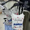 Camisola Nueva de Verano para Mujer con Diseño de Estampado de Dibujos Animados Sin Mangas Almohadilla en el Pecho Ajuste Delgado Delgado Parte Superior para Usar por Dentro o por Fuera