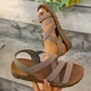Sandálias de Praia Planas de Verão Moda Plus Size Transfronteiriça Feminina com Elástico Estilo Romano Europeu e Americano para Uso ao Ar Livre