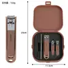 Conjunto de Cortadores de Unha Anti-Salpicos, Tesoura de Unha, Cortador de Unha Oblíquo Doméstico, Lixa de Unha, Bolsa de Couro de Alta Qualidade, Ferramenta para Pedicure