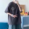 Camiseta de manga corta con cara sonriente estilo graffiti para hombre 2022 nuevo verano talla grande gordo marca de moda ins top de media manga ropa