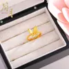 Anel Borboleta Dourado Lua de Areia Simples Moda Personalidade Versão Lisa Anel Aberto Borboleta Feminino Design Leve de Luxo