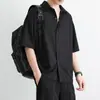 Camisa masculina de verão solta fina de seda de gelo manga curta branca meia manga camisa juvenil respirável cardigã meia manga top