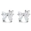 Pendientes de botón de hilo con circonita de lazo para mujer, plata de ley 925, nuevos, dulces, frescos, para el cartílago de la oreja, simples, joyería para la oreja de Instagram