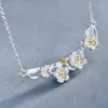 Colar de Prata de Lei S925 Atacado, Colar de Prata Esterlina Floral Elegante e Doce, Moda Estilo Coreano e Design Exquisito Joias de Prata