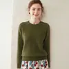 Moda Otoño e Invierno Versátil Suéter de Cachemira para Mujer Cuello Redondo de Cachemira Suéter Grueso Holgado de Punto Cachemir Suéter Básico de Punto