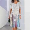 2024 Comercio Exterior Transfronterizo Hermosa Falda Casual de Línea A para Mujer con Estampado Digital 3D Verano Elegante en Forma de O