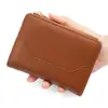 Nueva Cartera Corta para Mujer - Estilo Coreano, Patchwork de Rayas Simples, Botón a Presión, Portatarjetas de Piel Suave, Billetera con Cremallera para Monedas