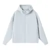 Moletom com Capuz e Zíper Dupla Face em Camada de Ar com Amônia Líquida 380g Cardigan Tendência Masculino Peça Externa Uniforme de Grupo Estampa de Logo