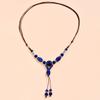 Estilo étnico triângulo azul cerâmica Tassel colar de contas de moda feminina feita à mão tecido vintage suéter cadeia clavícula