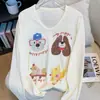 Camiseta de Manga Longa com Estampa de Desenho Animado para Mulheres no Início da Primavera, Estilo Preguiçoso, Proteção Solar para Férias, Top Versátil Casual Soltinho com Gola Redonda
