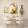 Pintura Decorativa de Restaurante Estilo Creme Nórdico Cor Quente Quente Criativa Mural de Parede de Fundo Combinação de Sala de Jantar e Mesa de Jantar Pintura Pendurada